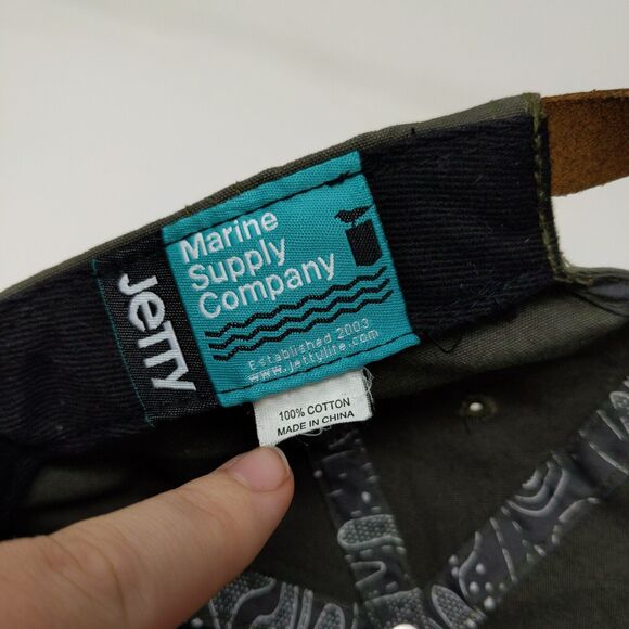 Jetty Life Marine Supply Olive Green Cap Hat Adjustable Leather Strap Buckle - Picture 10 of 10